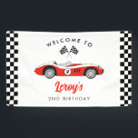 Red Vintage Race Car Boy 2nd Birthday Welcome  Banner<br><div class="desc">Red vintage race car boy 2nd birthday welcome banner.</div>