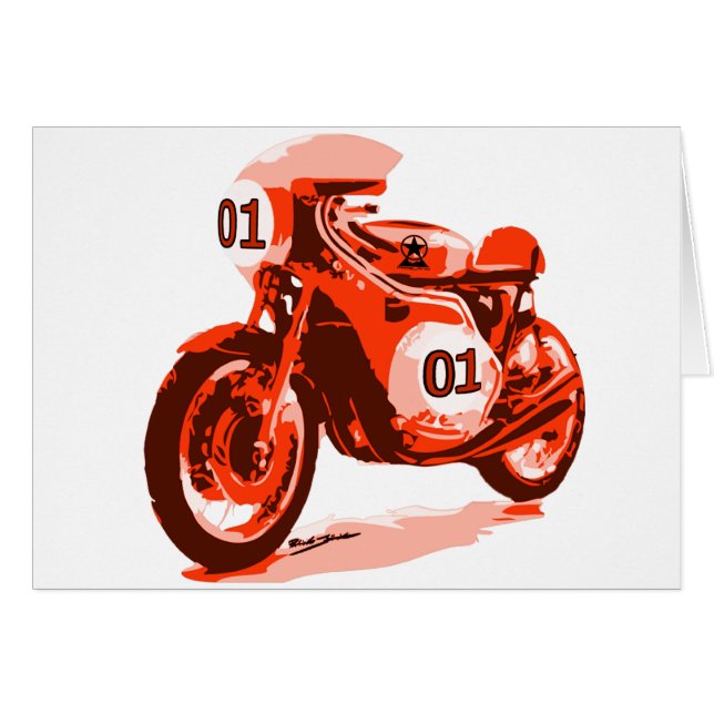 Red Vintage Racing Motorcycle (Front Horizontal)