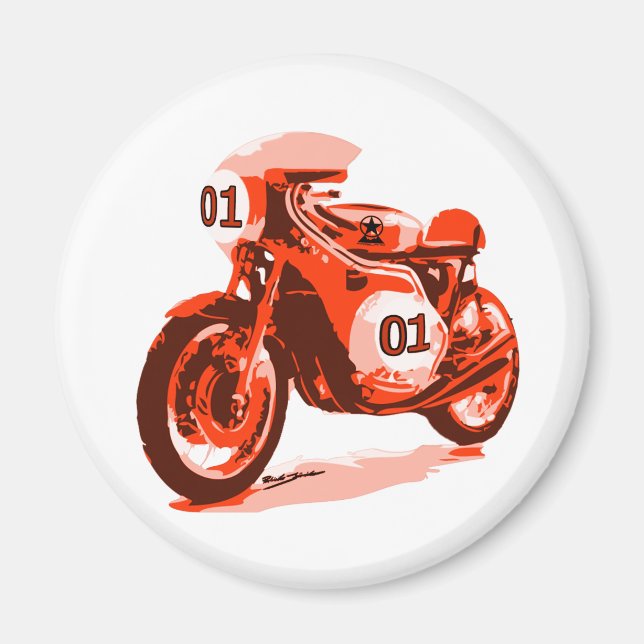 Red Vintage Racing Motorcycle Magnet (Front)