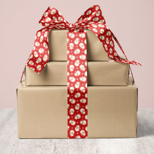 Red Vintage Retro Santa Claus Christmas Satin Ribbon