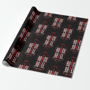 Red Vintage Rock And Roll  Wrapping Paper