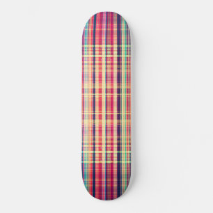 Red vintage rough stripes pattern skateboard
