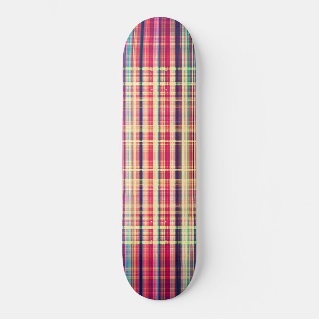 Red vintage rough stripes pattern skateboard (Front)