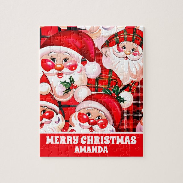 Red Vintage Santa Claus Christmas Kids Jigsaw Puzzle (Vertical)