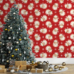 Red Vintage Santa Claus Christmas Wallpaper<br><div class="desc">Bring the magic of the holidays into your home with this red vintage Santa Claus Christmas wallpaper. Featuring charming illustrations of Santa's cheerful face and delicate snowflakes against a red background, this design adds a festive and nostalgic touch to any room. Perfect for creating a cosy and merry atmosphere, this...</div>
