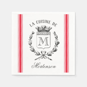 Red Vintage Style French Sack Custom Monogram Napkin