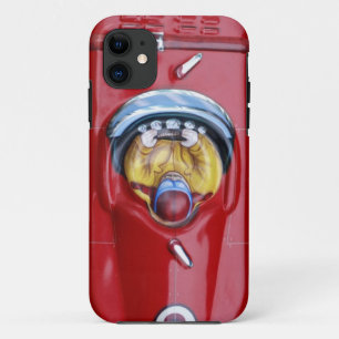 Red vintage tin toy race car iPhone 11 case