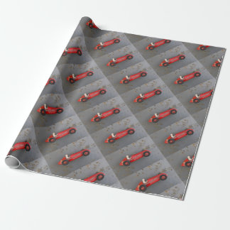 Red vintage toy car wrapping paper