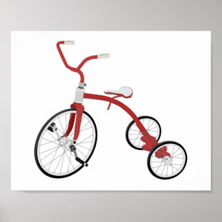 Red Vintage Tricycle Kids Décor Print Poster