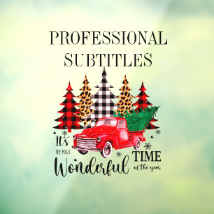 Red vintage truck Christmas tree Window Cling