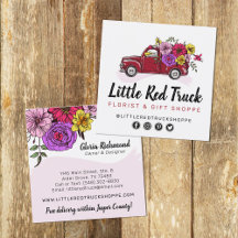 Red Vintage Truck & Flowers Floral + Social Media