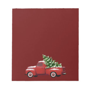 Red Vintage Truck Holiday Notepad