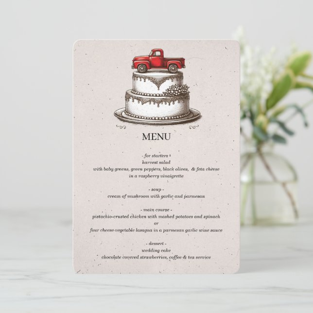 Red Vintage Truck Menu (Standing Front)