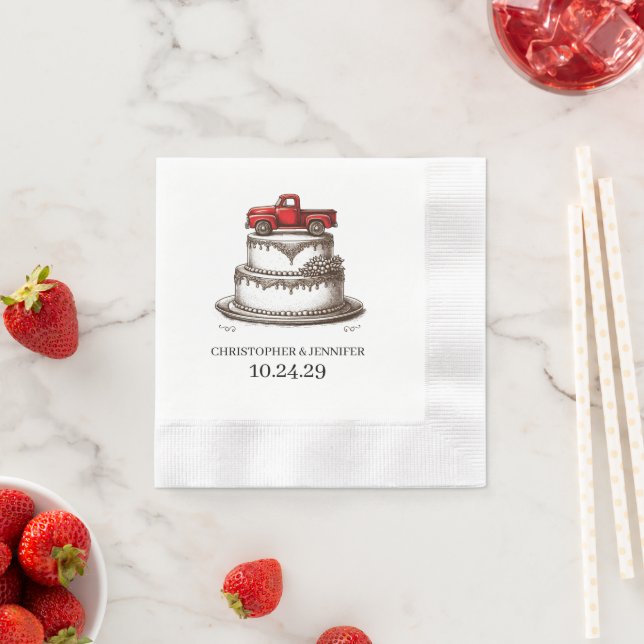 Red Vintage Truck Napkin (Insitu)
