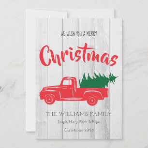 Red Vintage Truck Personalised Christmas Card