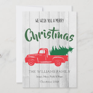 Red Vintage Truck Personalised Christmas Card