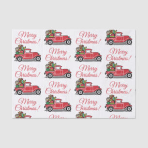 Red Vintage Truck with Toys Merry Christmas Tissue Paper