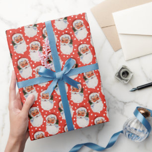 Red Vintage Victorian Christmas Santa Claus Wrapping Paper