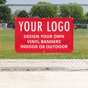 Red Vinyl Banner Business Logo Indoor or Outdoor