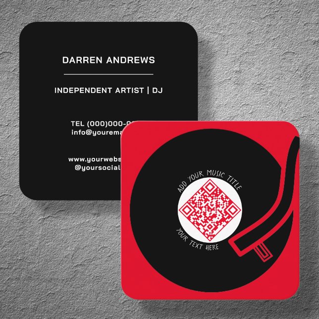 Red Vinyl LP | Music QR Code Square Business Card (Creator Uploaded)