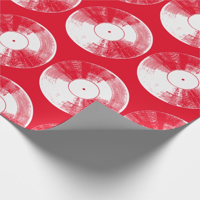 Red Vinyl Record Wrapping Paper (Corner)