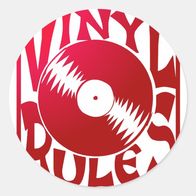 Red Vinyl Rules, ok? Classic Round Sticker (Front)
