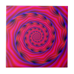 Red Violet and Blue Spiral Tile