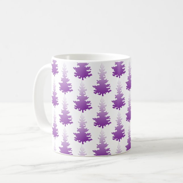 Red-Violet Evergreen Christmas Trees Coffee Mug (Front Left)