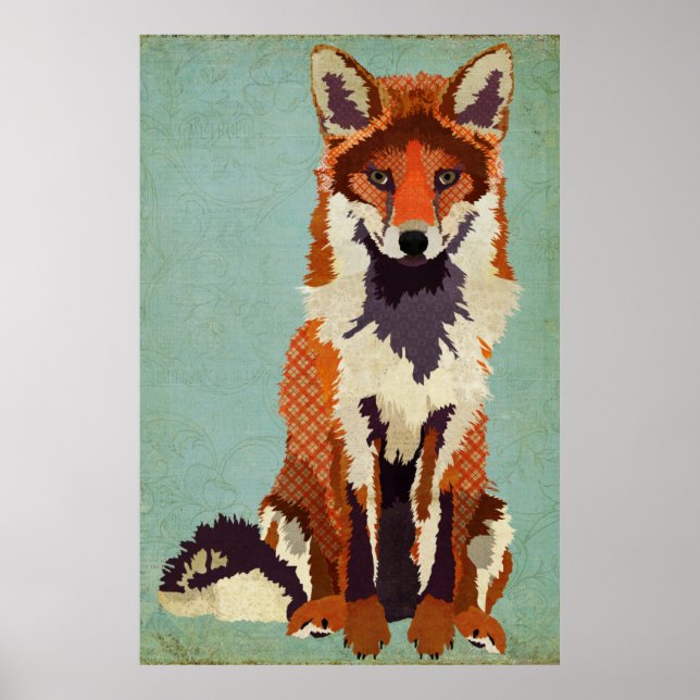 Red & Violet Fox Art Poster (Front)