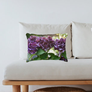 Red Violet Hydrangea Blooms Floral Decorative Cushion