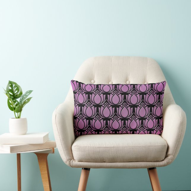 Red-violet Lotus Lumbar Cushion (Chair)