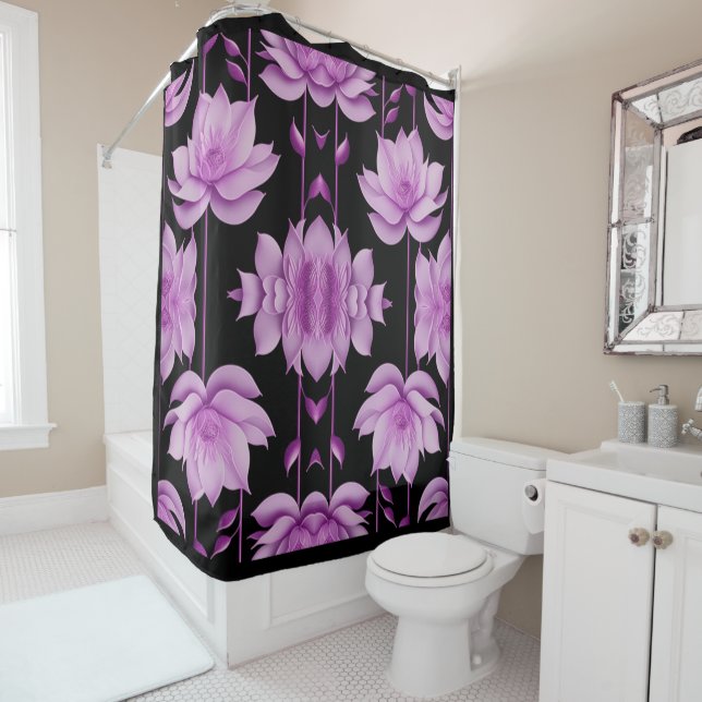 Red-violet Lotus Shower Curtain (In Situ)