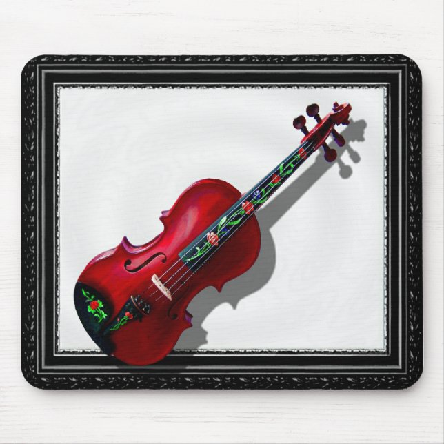 RED VIOLIN -MOUSEPAD-IN BLACK FRAME MOUSE MAT (Front)