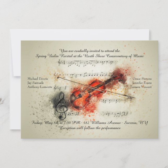 Red Violin Recital Invitation (Front)