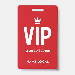Red VIP Access identification VIP lounges ID Badge
