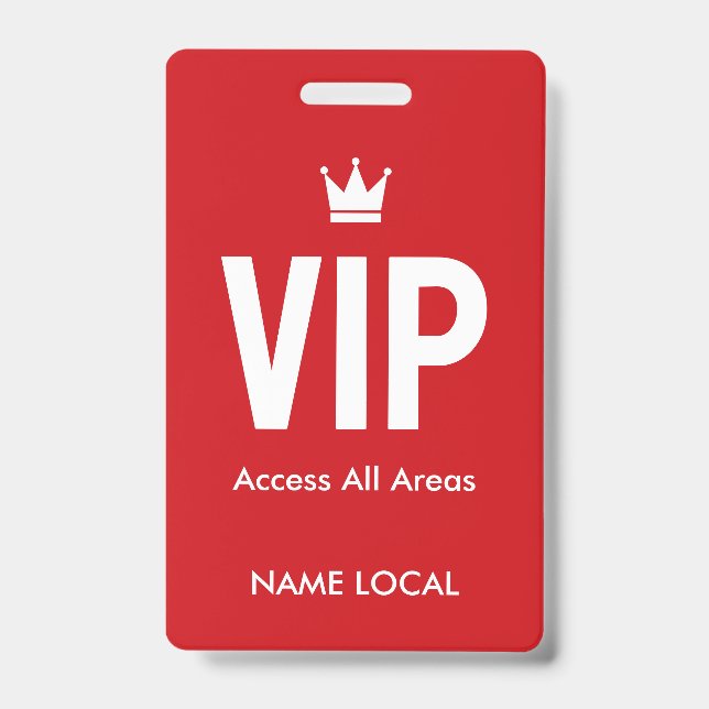 Red VIP Access identification VIP lounges ID Badge (Front)