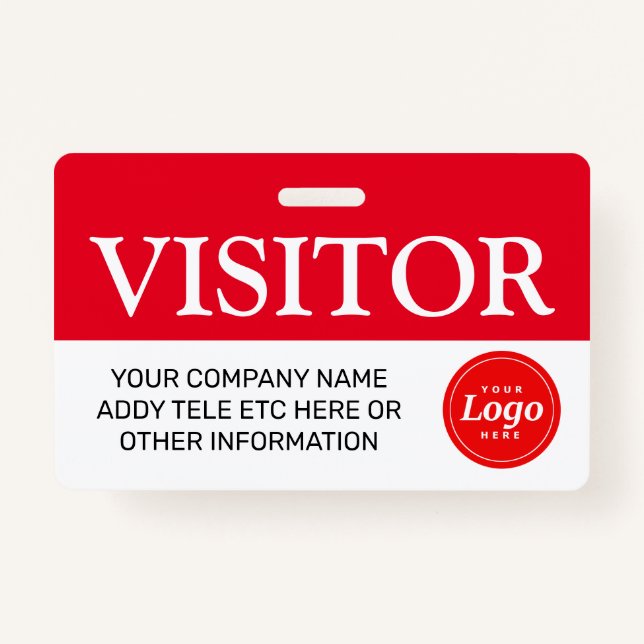Red Visitor Badge ID Badge (Front)