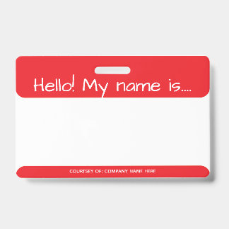 Red Visitor ID Badge