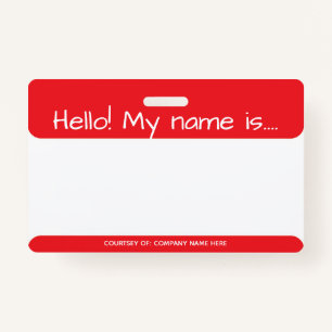 Red Visitor ID Badge