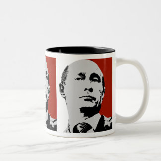 Red Vladimir Putin Two-Tone Coffee Mug