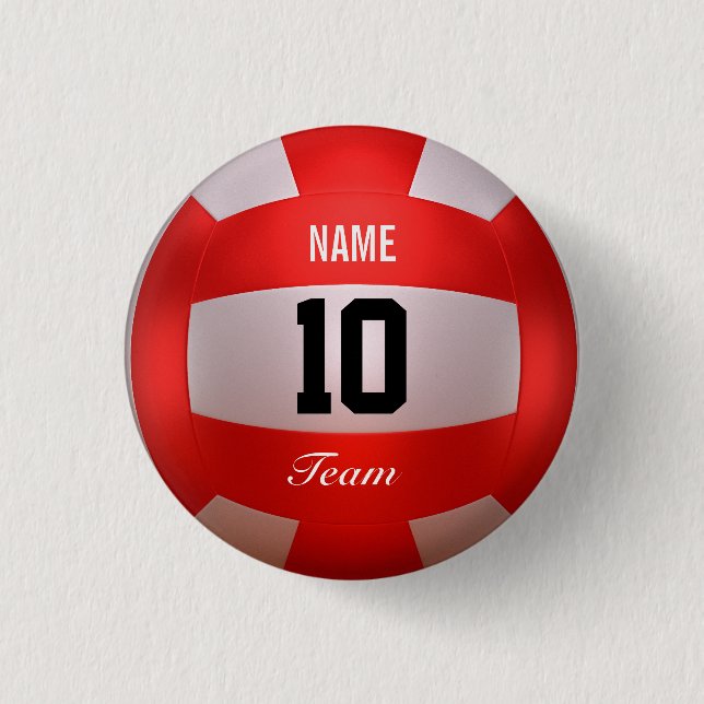 Red Volleyball 3 Cm Round Badge (Front)
