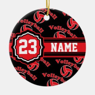 Red Volleyball Ceramic Tree Decoration
