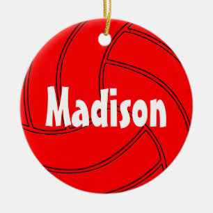 Red Volleyball Christmas Ornament