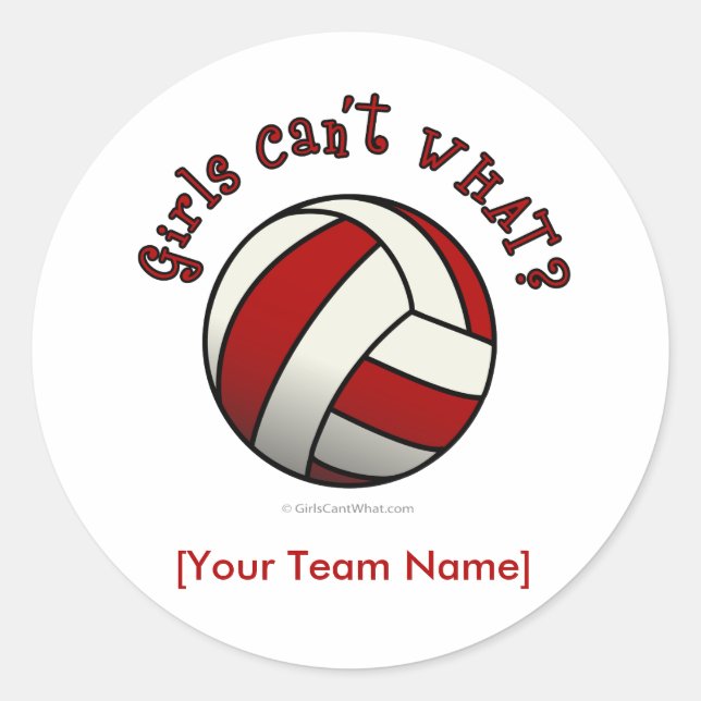 Red Volleyball Classic Round Sticker (Front)