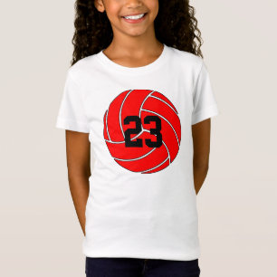 Red Volleyball Custom Player Jersey Number Sports T-Shirt