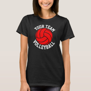 Red Volleyball Custom Team Name Women’s Black Tee
