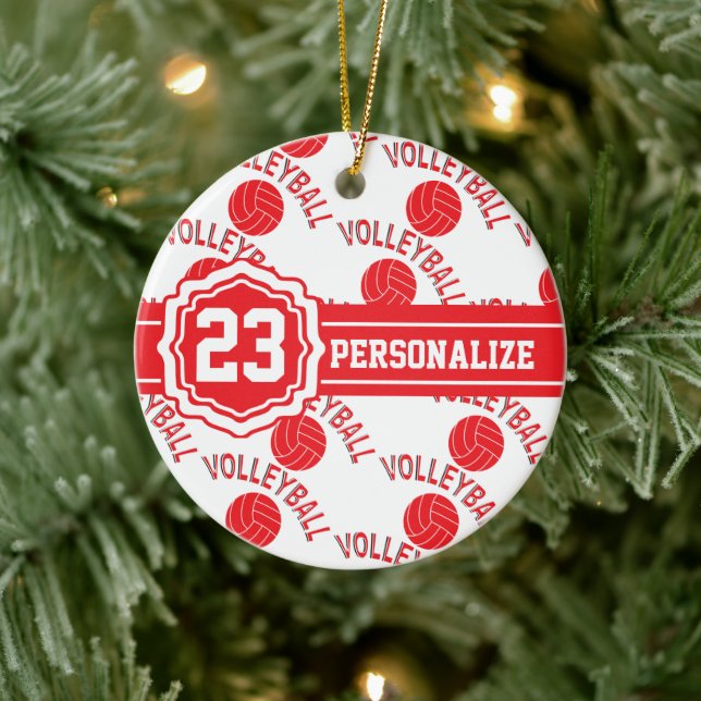 Red Volleyball | DIY Name and Number Ceramic Tree Decoration (Tree)