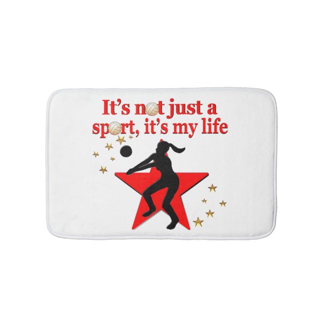 RED VOLLEYBALL IS MY LIFE DESIGN BATH MAT (Front)