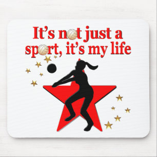 RED VOLLEYBALL IS MY LIFE DESIGN MOUSE MAT
