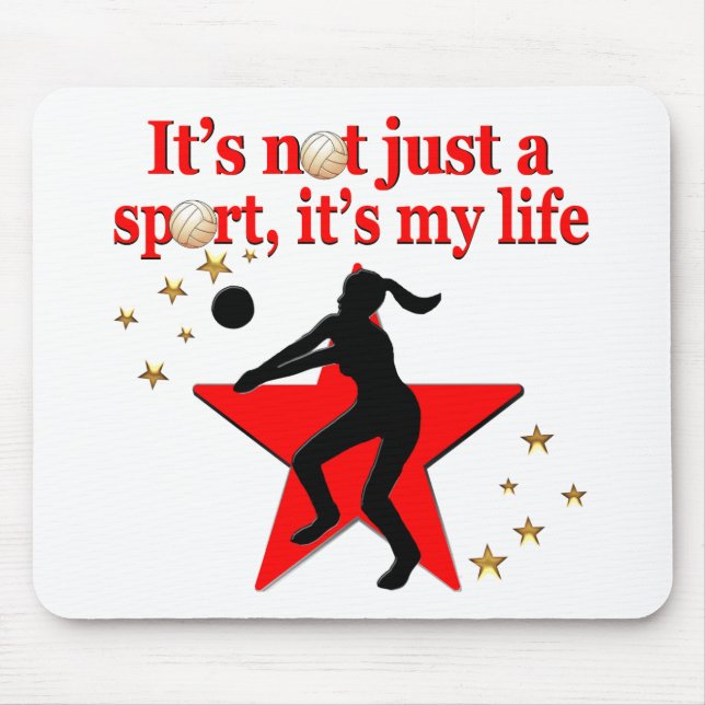 RED VOLLEYBALL IS MY LIFE DESIGN MOUSE MAT (Front)